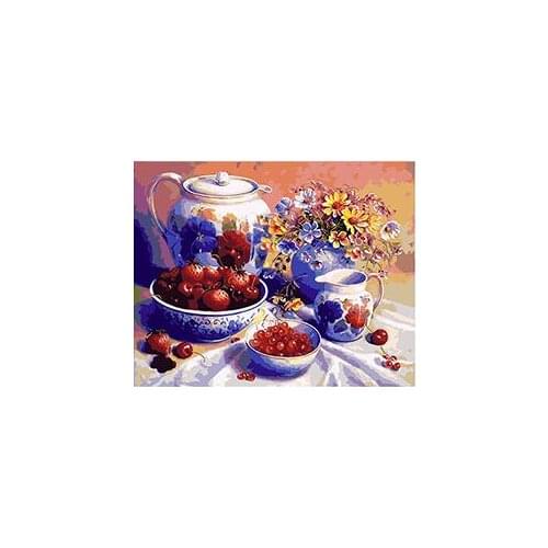 Cioioil-T671 Still life with a berry painting by numbers on canvas DIY oil paintings for living room wall