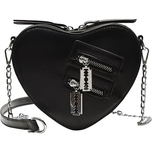 Gothic Heart Shaped Blade Zipper Chain Bag Diablo Girl bag