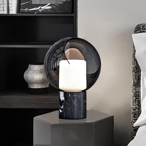 Ins Popular Table Light Marble Table Lamp LED Table Light Decoration Lighting Glass Shade LED 6W Real Marble Base