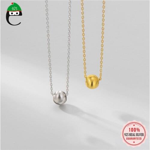 ElfoPlataS Minimalist 925 Sterling Silver Fashion Sweet Round Bead Clavicle Necklace For Women Wedding Party S925 Jewelry DD807