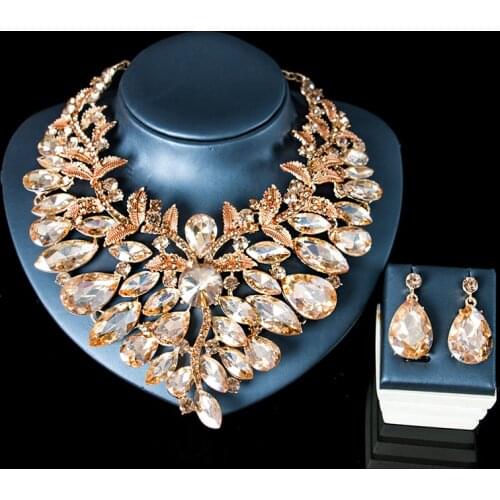 LAN PALACE bijoux africains ensemble engagement necklace and earrings glass sets for party free shipping