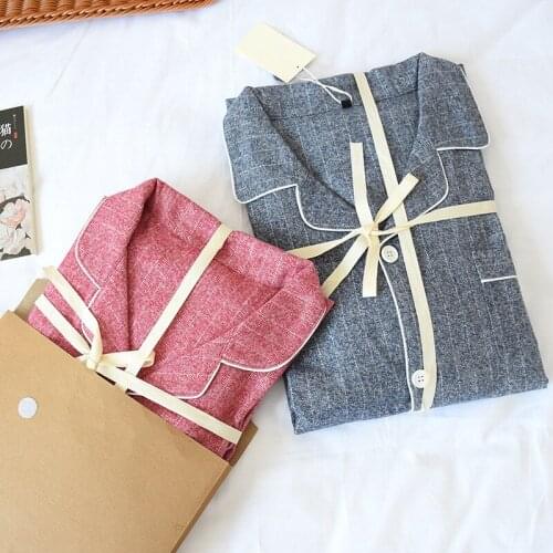 Fdfklak Couple Pajamas Set 2020 New Spring Autumn 100% Cotton Nightwear Sleep Clothes Sleepwear Long Pijama Full Pyjamas