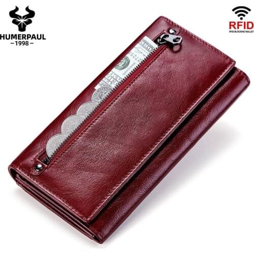 Rfid Genuine Leather Women Wallet Fashion Female Wallet Coin Purse id Card Holders Money Pocket Clip Clutch