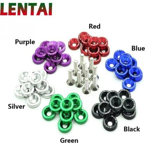LENTAI 10Pcs Car modified screw gaskets Colorful styling For Seat Leon Ford Focus 2 Fiesta Kuga Ranger Ecosport Chevrolet Cruze