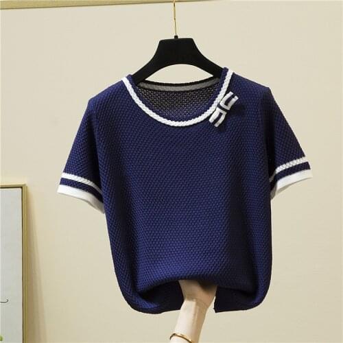 LJSXLS Summer New Tshirts Short Sleeve Ice Silk Bow Knit Tops For Women 2021 Korean Thin Loose Pullover All-Match T-Shirt Femme