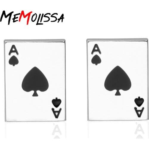 MeMolissa 3 pairs Poker Shape Cufflinks Wholesale&retail Novelty Casino Playing Card A Design Quality Copper Material Cuff links