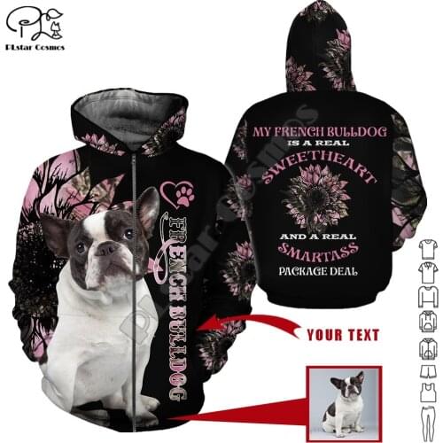PLstar Cosmos Cute French Bulldog 3D Printed Animal Hoodies Sweatshirts Zip Hooded For Men And Women Casual Streetwear Style-F04