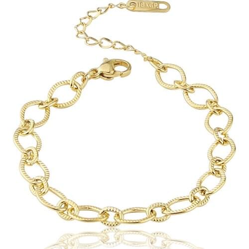 Fashion New Style Embossed Coil Oval Bracelet Woman Bangle Stainless Steel Jewelry Love Gift Wholesale B-2