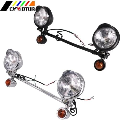 Motorcycle Cafe Racer Headlight Turn Signal Spot Light Bar For Harley Honda Suzuki Kawasaki Yamaha V-Star Sportster Touring