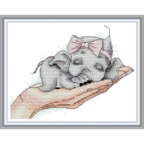 Cute little elephant on the palm Cross stitch kit 14CT 11CT cross stitch DIY cartoon animal pattern embroidery sewing needlework