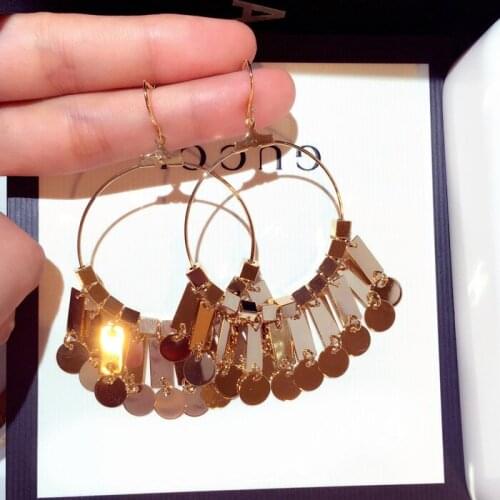 New Woman Drop Earring Big Circle Long Dangle Earrings High Quality Personality Fashion Jewelry