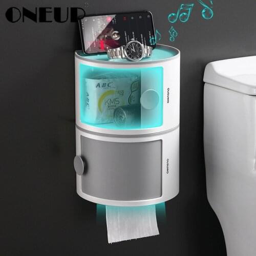 ONEUP Toilet Paper Holder Multi-function Plastic Bath Toilet Paper Holder Storage Box Waterproof Wall Mounted Toilet Paper Tray