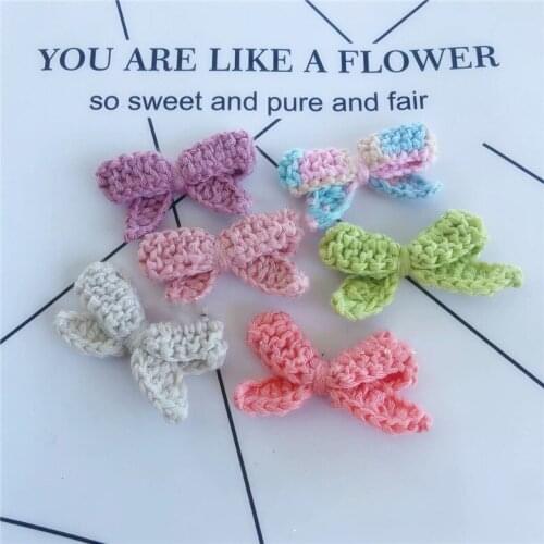 Wholesale Handmade 30pcs Boutique Cartoon Bowknot Cute Crochet Bow DIY Decoration Parts for Headwear Clothes