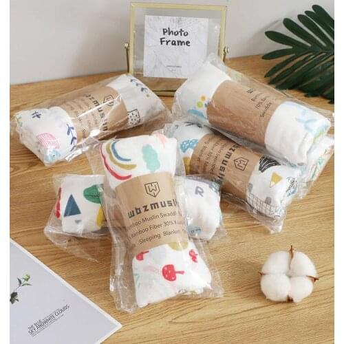 120*110 Muslin Cotton Baby Swaddles Soft Newborn Blankets Bath Gauze Infant Wrap Sleepsack Stroller Cover Play Mat Baby Deken