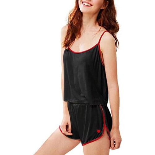 Sexy Lingerie Women Pajama Pants Set Sling Round Neck Sleeveless Cauasl Fashion Sleepwear for Women Pizama Damska 2021 Hot Sale