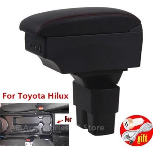 Armrest Box For Toyota Hilux Duel Comfort Storage Black Leather Content Ash Tray Central Console Cup Holder Car Styling