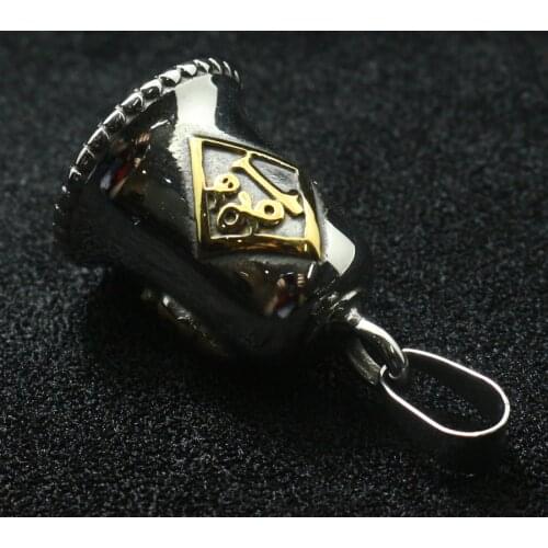Unisex 316L Stainless Steel Rider Gold Silver-Color 1% Skull Bell Pendant