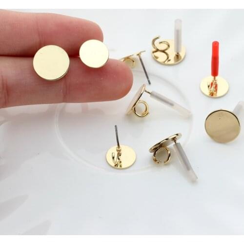 Zinc Alloy Golden Round Simplicity Base Earrings Connectors 10pcs/lot For DIY Earrings Jewelry Making Finding Accessories