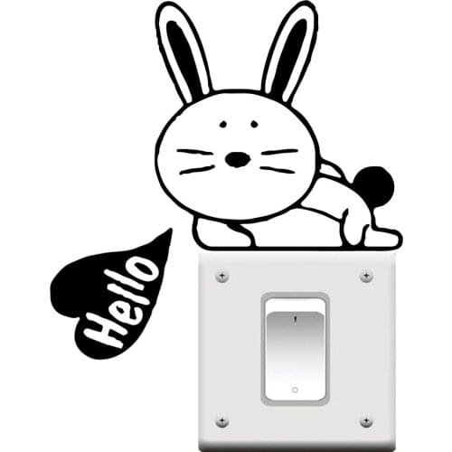 Drop Shipping rabbit Wall Stickers Animal Lover Home Decoration Accessories For Home Decor Living Room Bedroom Wall Art Sticker