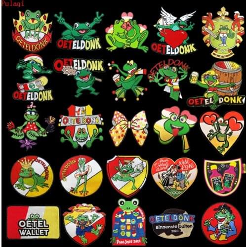Pulaqi Oeteldonk Emblem Emblems Full Embroidered Frog Carnival For Netherland Iron On Embroidered Clothing Patches For Clothing