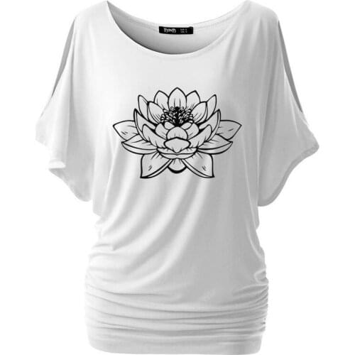 Luxuriant Lotus Girls Batwing Sleeve t shirt Women Gift Femmes Sweet Short Sleeve Cotton Plus size casual Tee Tops