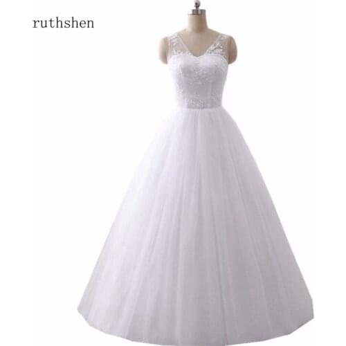 Ruthshen Vestidos Boda 2020 Ball Gown Wedding Dresses Beaded Lace Tulle In Stock Real Photo White Ivory Bride Dresses