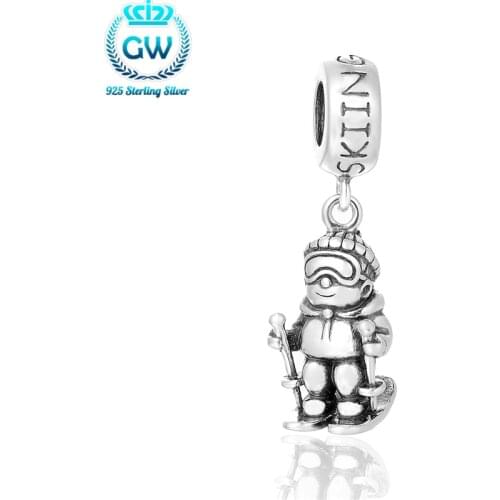 2016 Winter Jewelry 925 Pulseira De Berloque Sking Charm 925 Silver For DIY Jewelry Making Brand Gw Jewellery S457-15