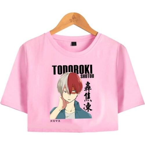Shoto Todoroki Summer New Hot Letter Graphic Print Short Sleeve All-match Casual Comfort Style Street Harajuku Sexy T-shirt Tops