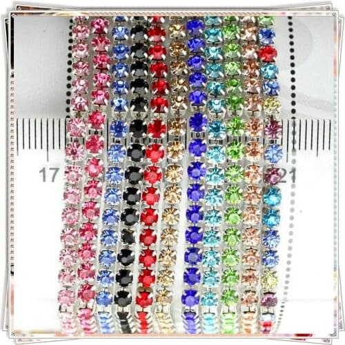 SS6 2MM Crystal MC Chaton Cup Chain Glitter Rhinestones , Sliver Base Sparse Garment/shoes Accessary