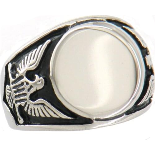 FANSSTEEL Stainless Steel Jewelry Engravable SignET American Spirit Eagle Ring FSR07W39
