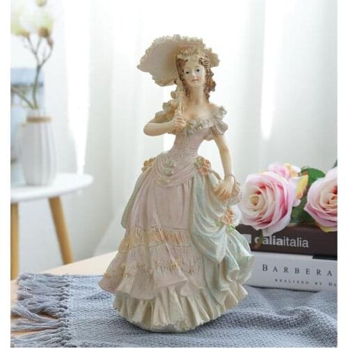 EUROPE VICTORIAN GIRL STATUE FASHION CHARACTER BEAUTY FIGURINES RESIN CRAFTS WEDDING GIFT CREATIVE HOME DECORATION ORNAMENT ART