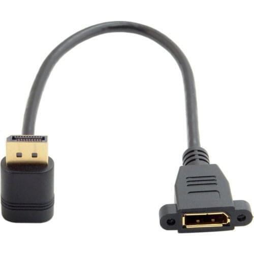 Chenyang DisplayPort Display Port Male to Female 90 Degree Up Down Angled Extension Cable for CRT LCD Monitors 30cm Black