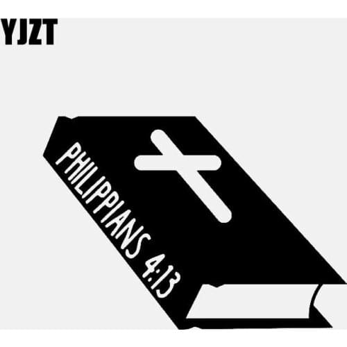 YJZT 14.8CM*10.5CM Bible PHILIPPIANS 4:13 Car Sticker Vinyl Christian Decal Black/Silver C3-1457