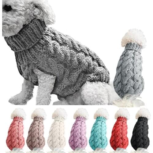Winter Knitted Dog Clothes Warm Jumper Sweater For Small Large Pet Clothing Coat Knitting Crochet Cloth Jersey Dropshipping