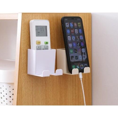 1Pcs Wall Mounted Phone Holder Remote Control Storage Rack Mobile Smartphone Hanging Portable Office Home Organizer Muti Use