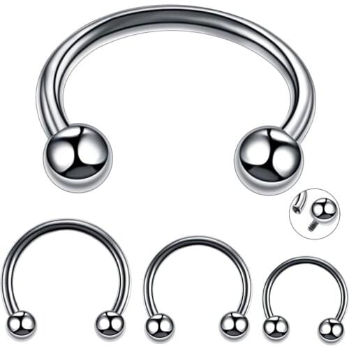 1PCS Steel Trendy Nose Septum Hoop Lip Rings Circular Barbell Horseshoe Ear Tragus Helix Earrings For Unisex Jewelry