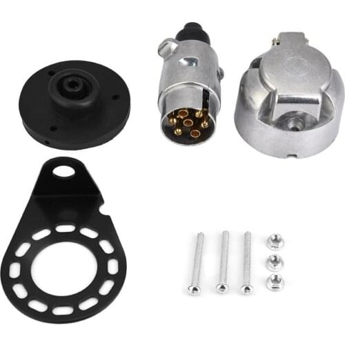 12V 7Pin Trailer Plug Socket Connector Adapter Mounting Bracket for Trailer Caravan Towing Towbar