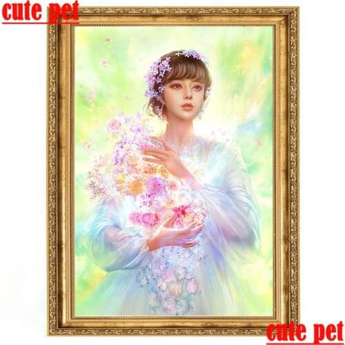 3d wallpaper Flower Fairy DIY Full Diamond Decoration Gift painting 5d Diamond Embroidery Mosaic Cross Stitch Diamond Painting