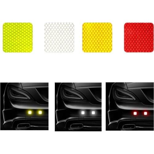 4pc Car Sticker 5cmx5cm Reflective Tape Warning Strip Light Reflector Auto Bicycle Motor Night Driving Safety Tape Car Styling