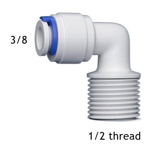 1/2" Male Thread - 3/8" OD Tube PE Pipe Fitting Hose Elbow Quick Connector Aquarium RO Water Filter Reverse Osmosis System