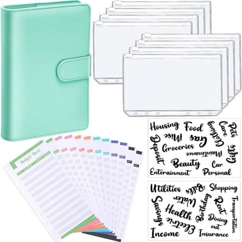 A6 PU Leather Notebook Binder Budget Planning Notepad 6 Ring Binder Covers for Bill Planning