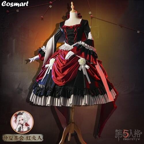 Anime Identity V Madame Red Blood Marie Bloody Midsummer Tea Party Elegant Lolita Lovely Dress Cosplay Costume Halloween Suit Fo