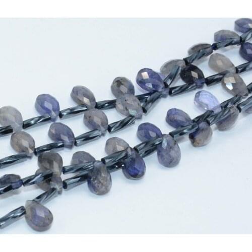 Natural Iolite Faceted Flat Water Drop Beads 5x7mm