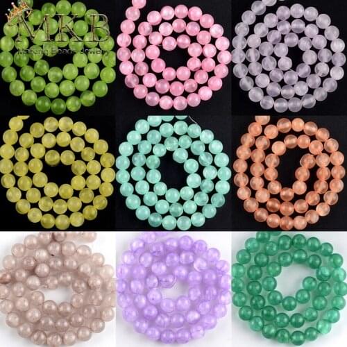 Wholesale 10Colors Natural Brown Yellow Green Jades Beads Round Space Loose Beads For Jewelry Making 4mm-10mm DIY Bracelet 15"