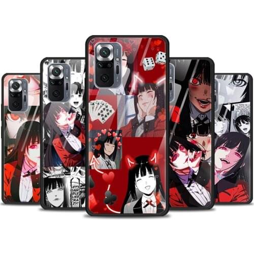 Anime KAKEGURUI For Xiaomi Redmi K40 K30 K20 9T 9C 9A 9 8A 7 Pro Plus Tempered Glass Phone Case