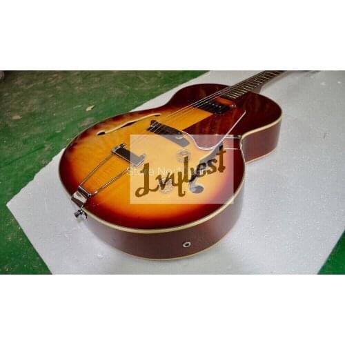 Electric guitar hollow body,mahogany neck,rosewood fingerboard with dots inlay,red pearl tortoise pickguard,free shipping