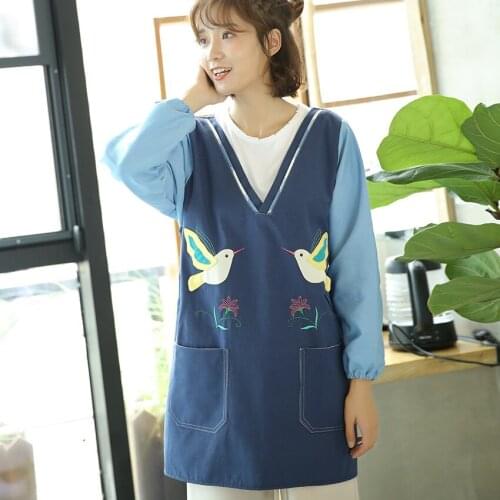 Apron home kitchen with sleeves women men long-sleeved fashion overalls adult adults cooking gown women winter long section