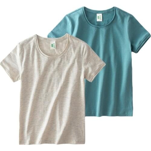 2021 New Fashion Baby Boys & Girls Summer Short Sleeve Breathable T Shirt Pure Color Cotton Toddler Tops Clothes For Children