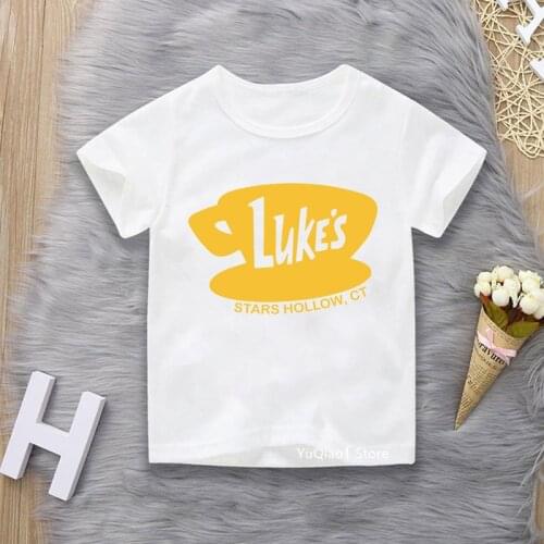 Gilmore Girls Lukes Stars Hollow Tshirt Summer Top for Girls Children Graphic T Shirts Boy Kids Coffee Lover T-Shirt Streetwear