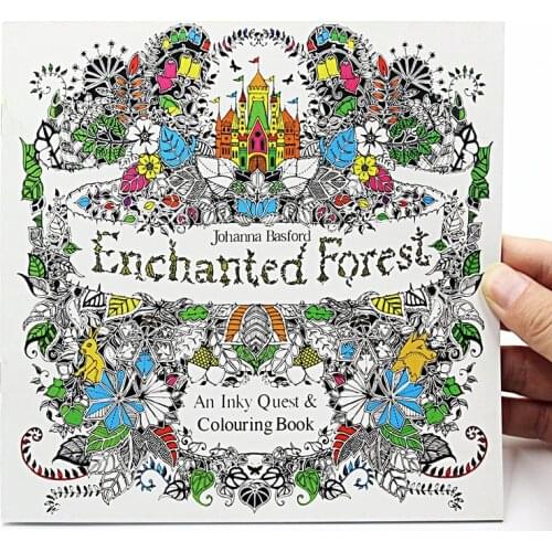 1PC 24 Pages Enchanted Forest English Edition Coloring Book For Children Adult Relieve Stress Kill Time Painting Drawing Book